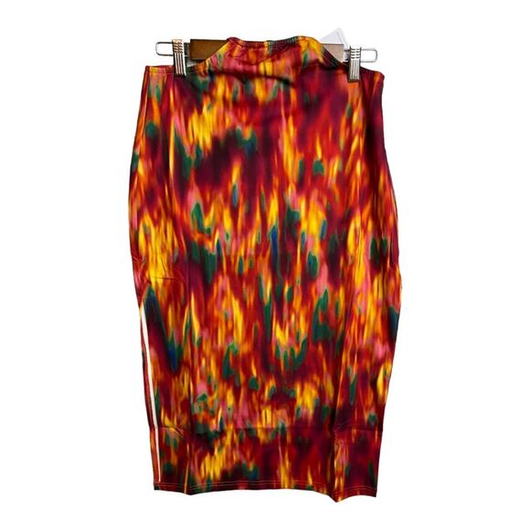 WeWoreWhat Cut Out Midi Skirt in Spicy Orange Fire Tie Dye L NWT - Picture 2 of 9